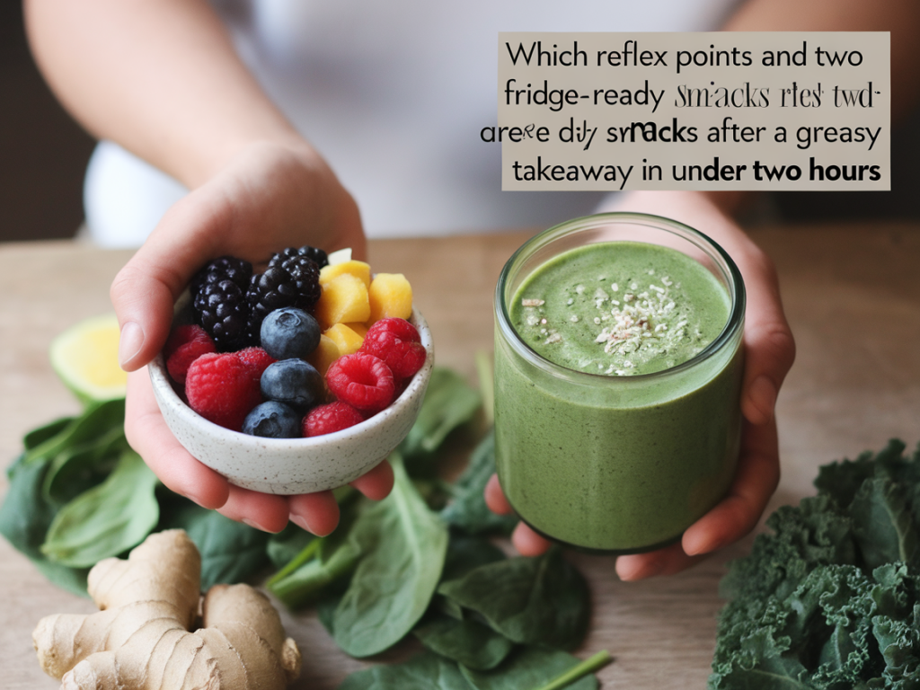 Which reflex points and two fridge-ready snacks reset digestion after a greasy takeaway in under two hours